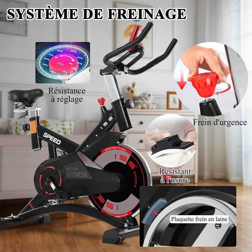 Velo D Appartement, Ergonomie Cardio-Training, Exerc Bike, Velo Appartement Fitness, Multifonction Ecran/Impulsion, Vélo D'Appartement Selle/Guidon Hauteur Réglable, Vélo Appartement À Domicile