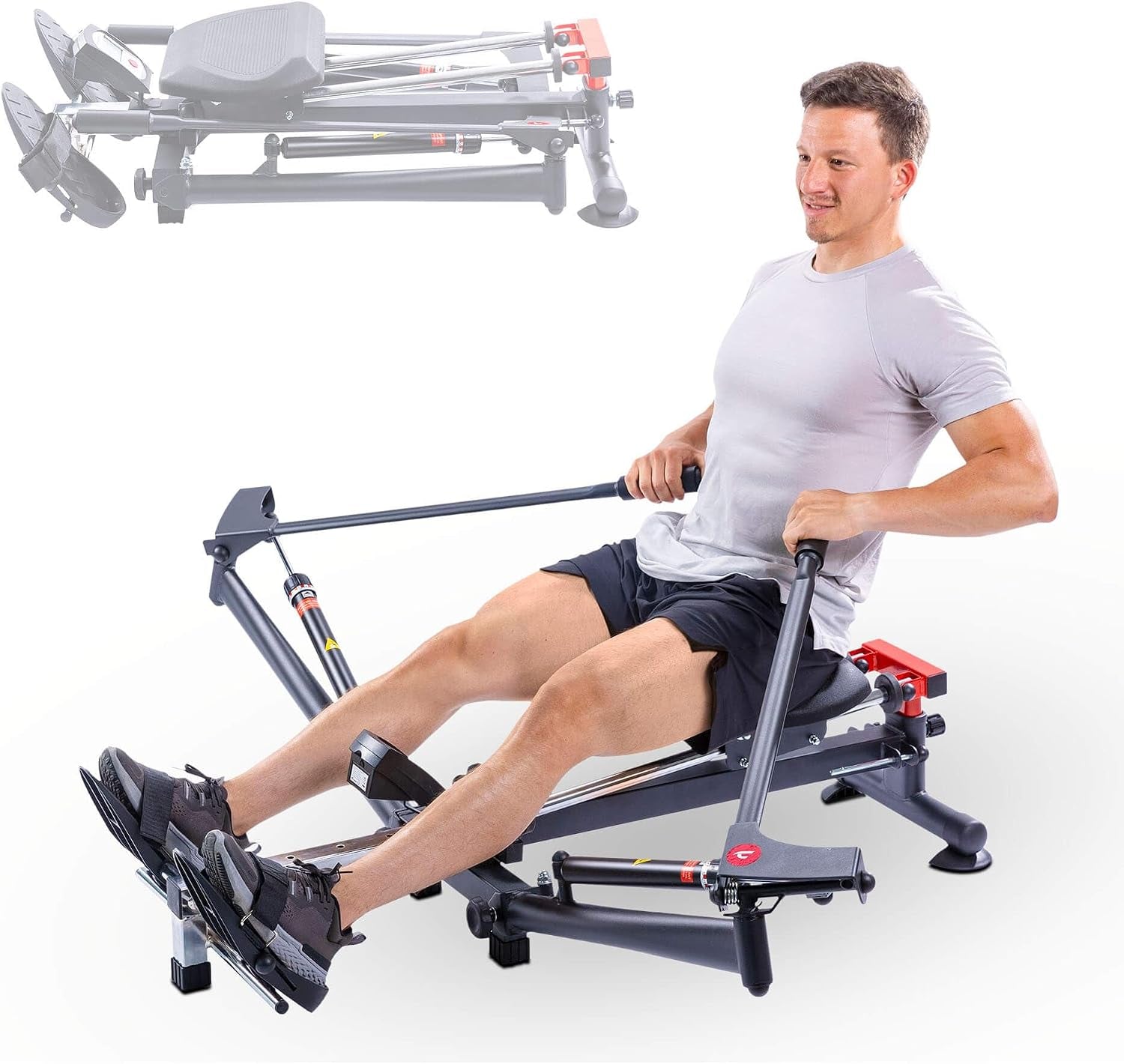Sport Rameur Accord - Pliable, 12 Niveaux De Résistance, Rail De Siège Réglable Sur 4 Positions, Ordinateur LCD