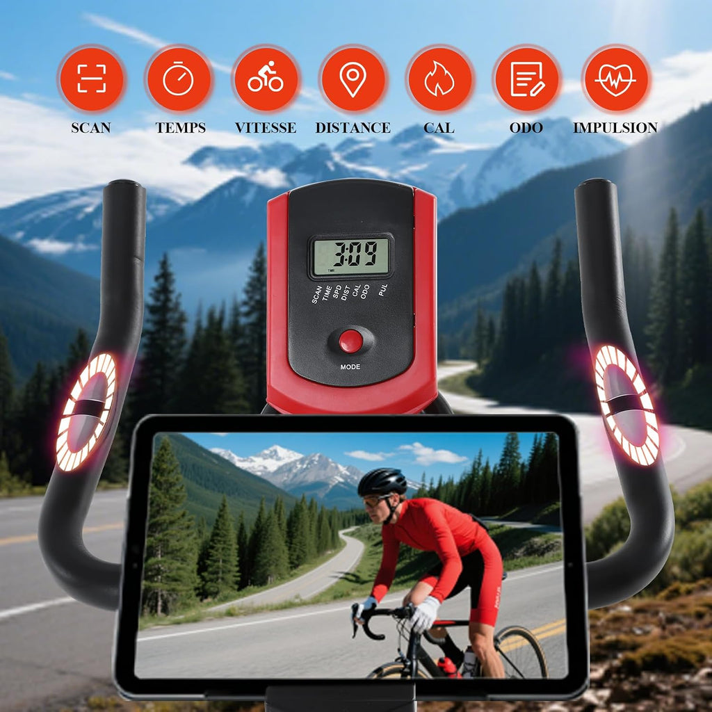 Velo D Appartement, Ergonomie Cardio-Training, Exerc Bike, Velo Appartement Fitness, Multifonction Ecran/Impulsion, Vélo D'Appartement Selle/Guidon Hauteur Réglable, Vélo Appartement À Domicile