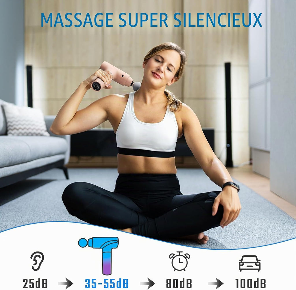Pistolet De Massage Musculaire Anti-Douleur Sportif, Massage Gun Électrique Silencieux, 9 Têtes Interchangeables & 20 Vitesses Réglables, Idéal Comme Cadeau Pour Détente, Relaxation Et Récupération