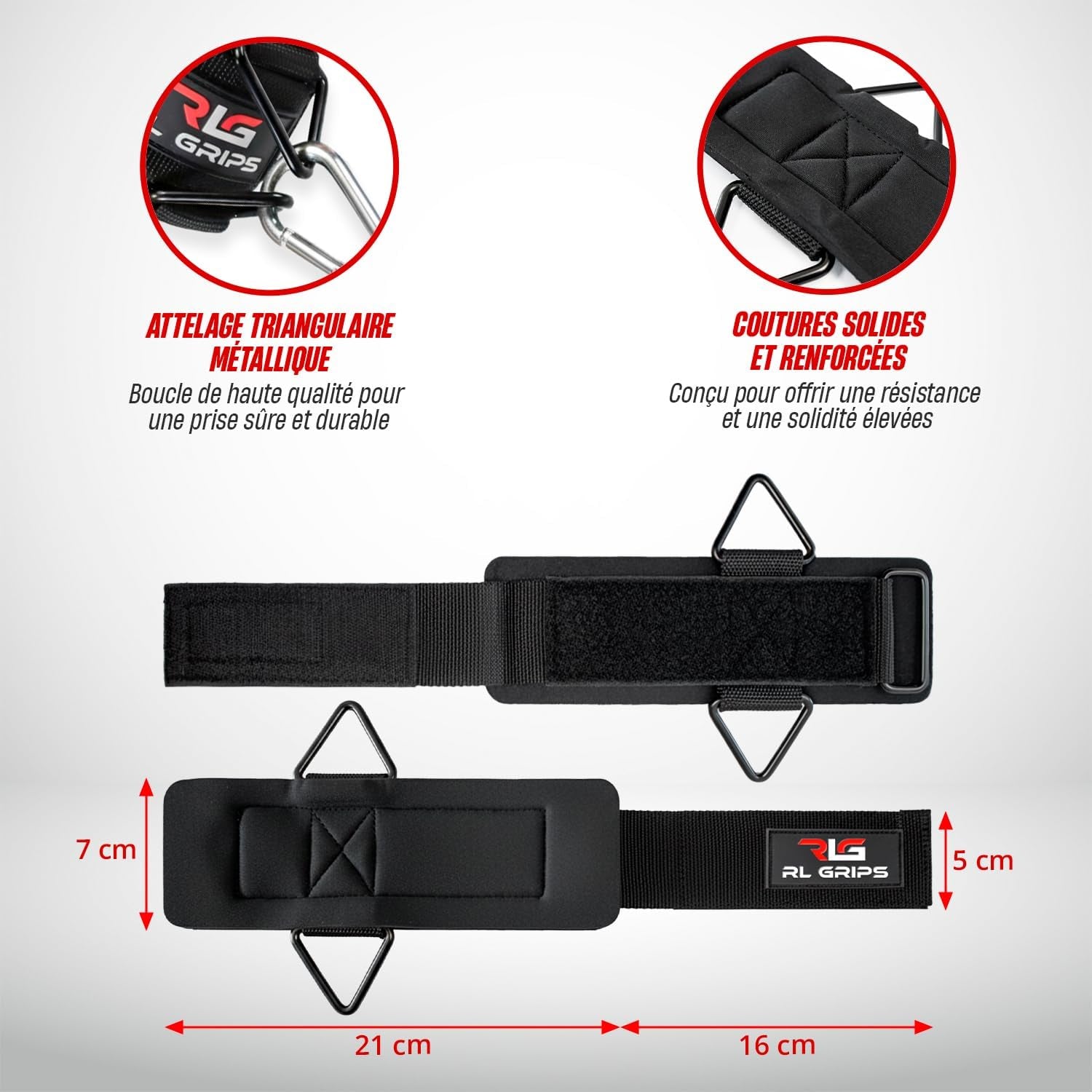 RL Grips Cable Wrist Cuffs Pour Poulie – Manchettes De Poignet Réglables Avec Anneaux Métalliques – Accessoire Pour Machine À Câble Musculation, Fitness Et Entraînement