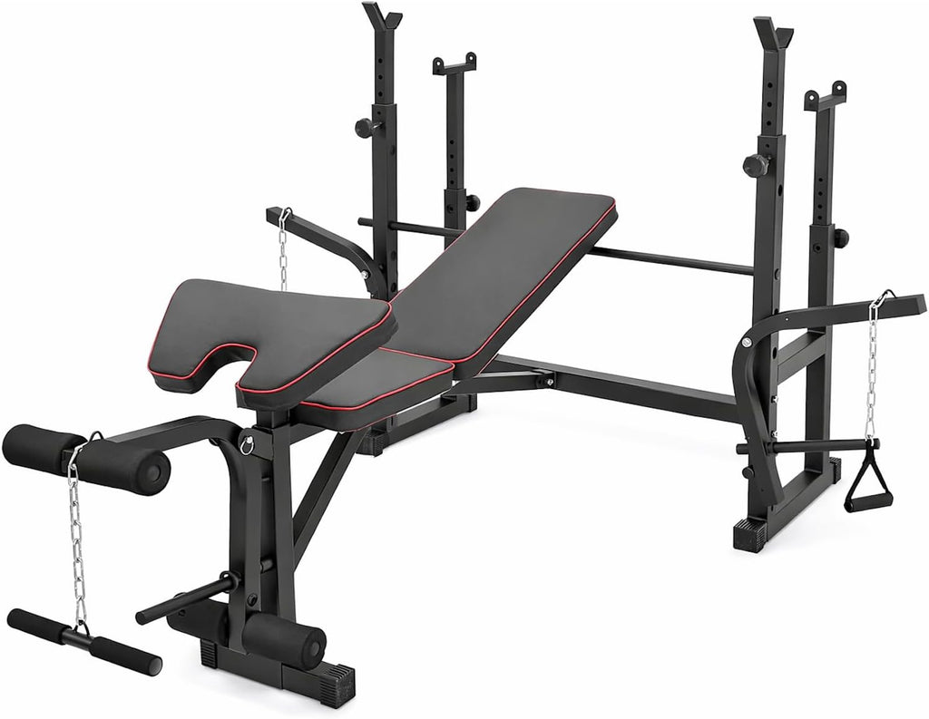 BANC POUR GYM MULTIFONCTION  | BANC PESI ET BANC POUR ABDOMINAUX RÉGLABLE | ÉQUIPEMENT GYM MULTIFONCTION AVEC SQUAT RACK ET BARBELL