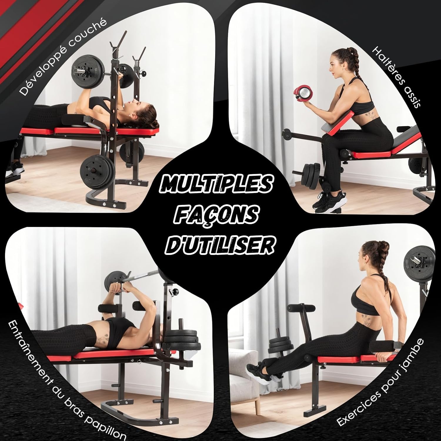 Banc Musculation Complet Musculation, Banc De Musculation Complet Fitness, Banc De Musculation Pliable&Inclinable, Banc Developper Coucher, Bancs De Musculation Multifonction Butterfly Réglable