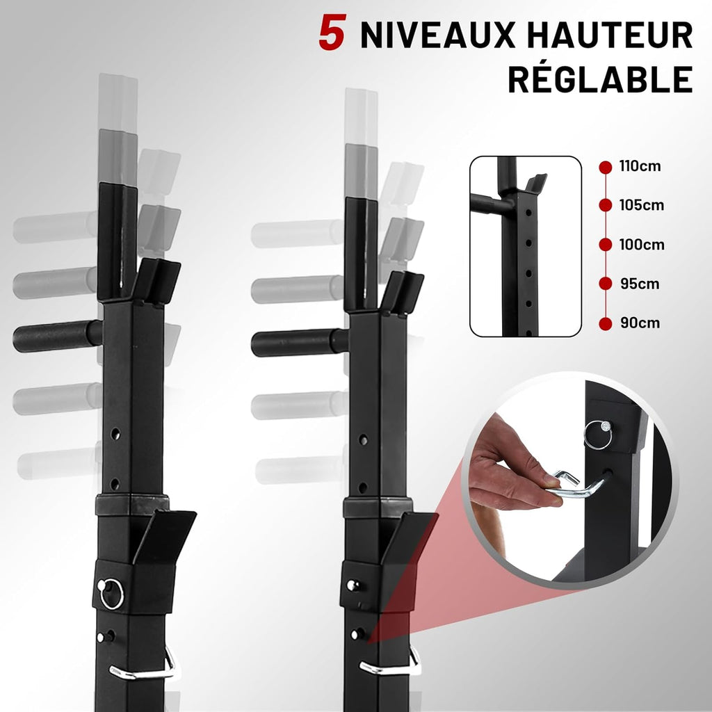 Banc De Musculation Pliable, Banc Musculation Complet Réglable Avec Support De Barres Pour Haltère Et Station À Dips, Bancs De Musculation Réglables, Rack Musculation Homme Sport Maison