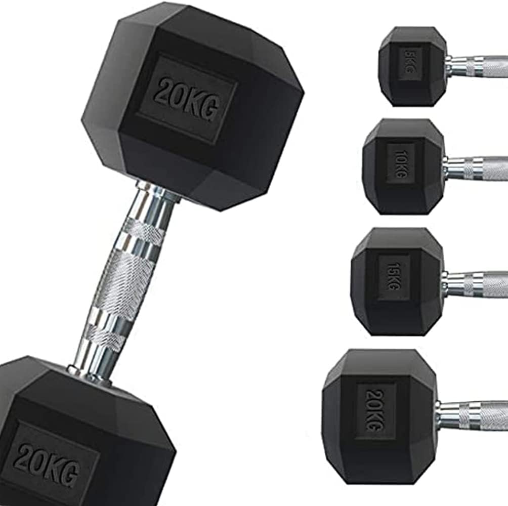 Haltères Hexagonaux Professionnels en Caoutchouc - Parfait pour Musculation et Home Gym | Poignée Ergonomique Antidérapante | 2 x 12,5 kg