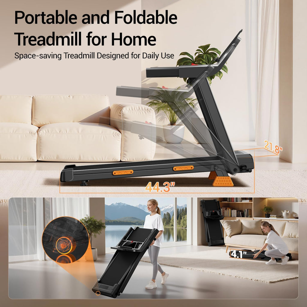 CURSOR Tapis De Course Pliable Inclinable 15%,Tapis De Marche Inclinable 12Km/H,Treadmill Home Avec Moteur 3,0CV Et Affichage LED, Charge Max. 136KG