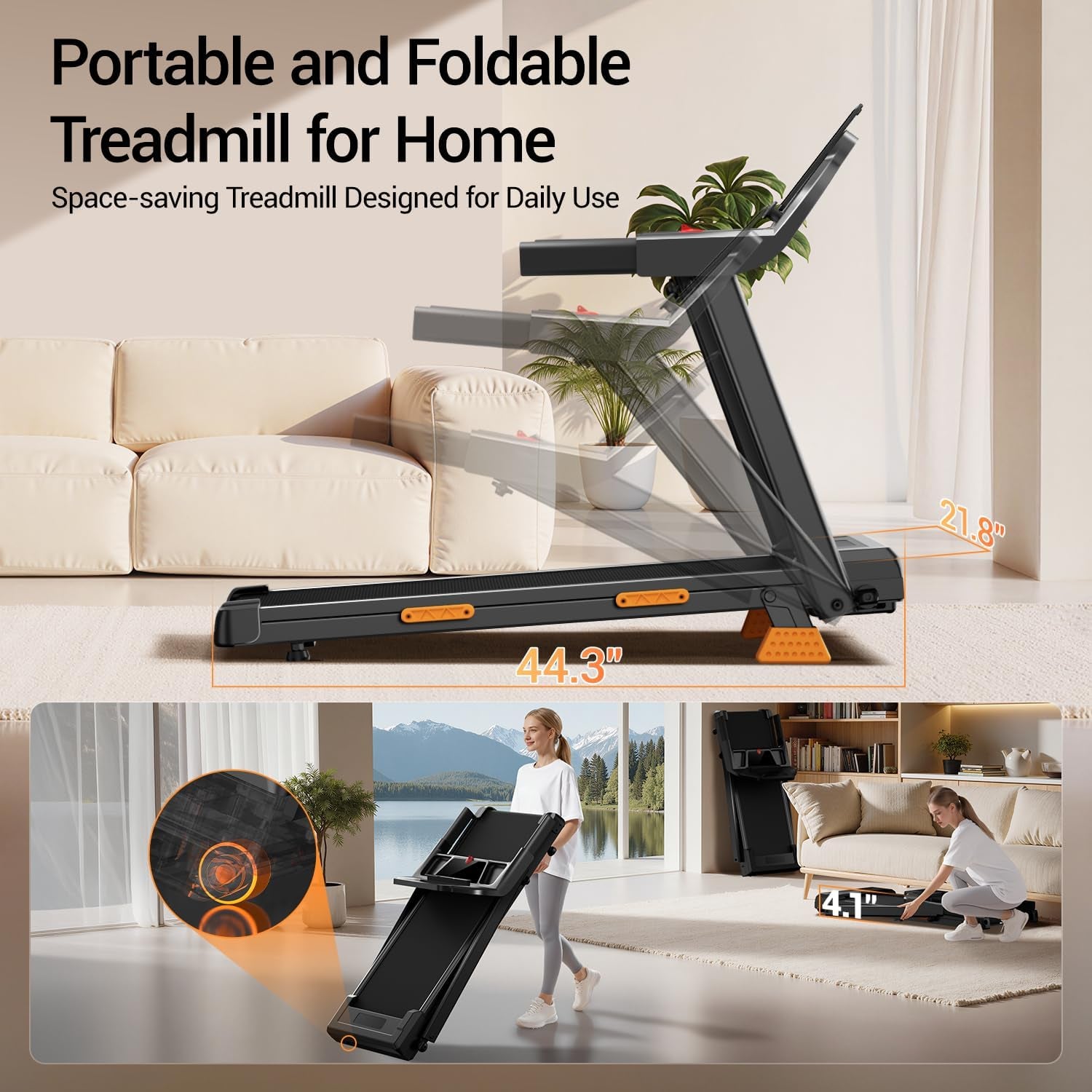 CURSOR Tapis De Course Pliable Inclinable 15%,Tapis De Marche Inclinable 12Km/H,Treadmill Home Avec Moteur 3,0CV Et Affichage LED, Charge Max. 136KG