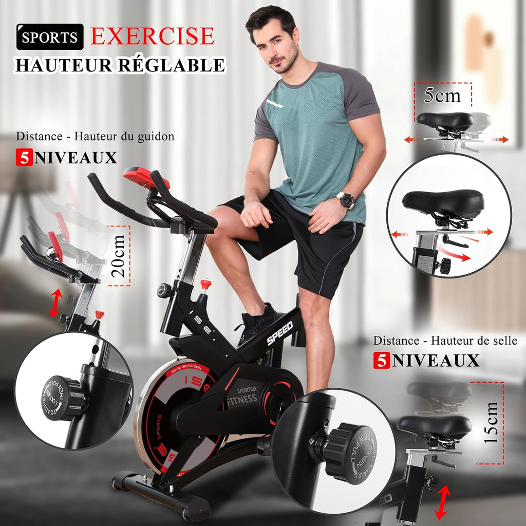 Velo D Appartement, Ergonomie Cardio-Training, Exerc Bike, Velo Appartement Fitness, Multifonction Ecran/Impulsion, Vélo D'Appartement Selle/Guidon Hauteur Réglable, Vélo Appartement À Domicile