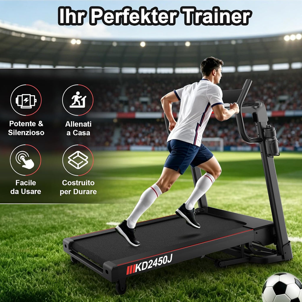 Tapis De Marche Pliable Pour La Maison, 7CV, 20 Niveaux De Pente Automatique, 1-18Km/H, Charge 180KG, Tapis De Course Pour Personnes Lourdes Avec APP, Écran LED, Haut-Parleurs Bluetooth, Silencieux