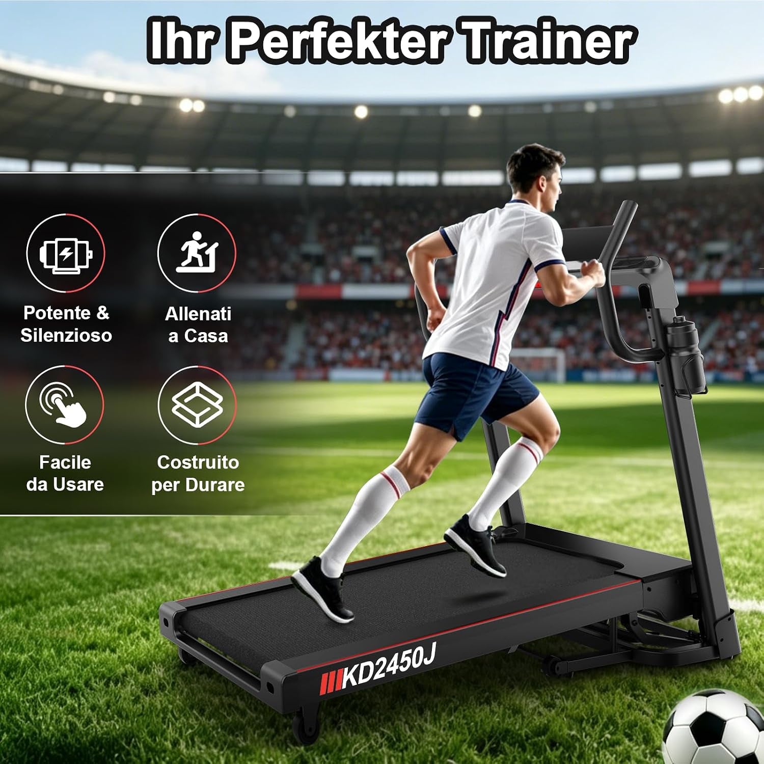 Tapis De Marche Pliable Pour La Maison, 7CV, 20 Niveaux De Pente Automatique, 1-18Km/H, Charge 180KG, Tapis De Course Pour Personnes Lourdes Avec APP, Écran LED, Haut-Parleurs Bluetooth, Silencieux