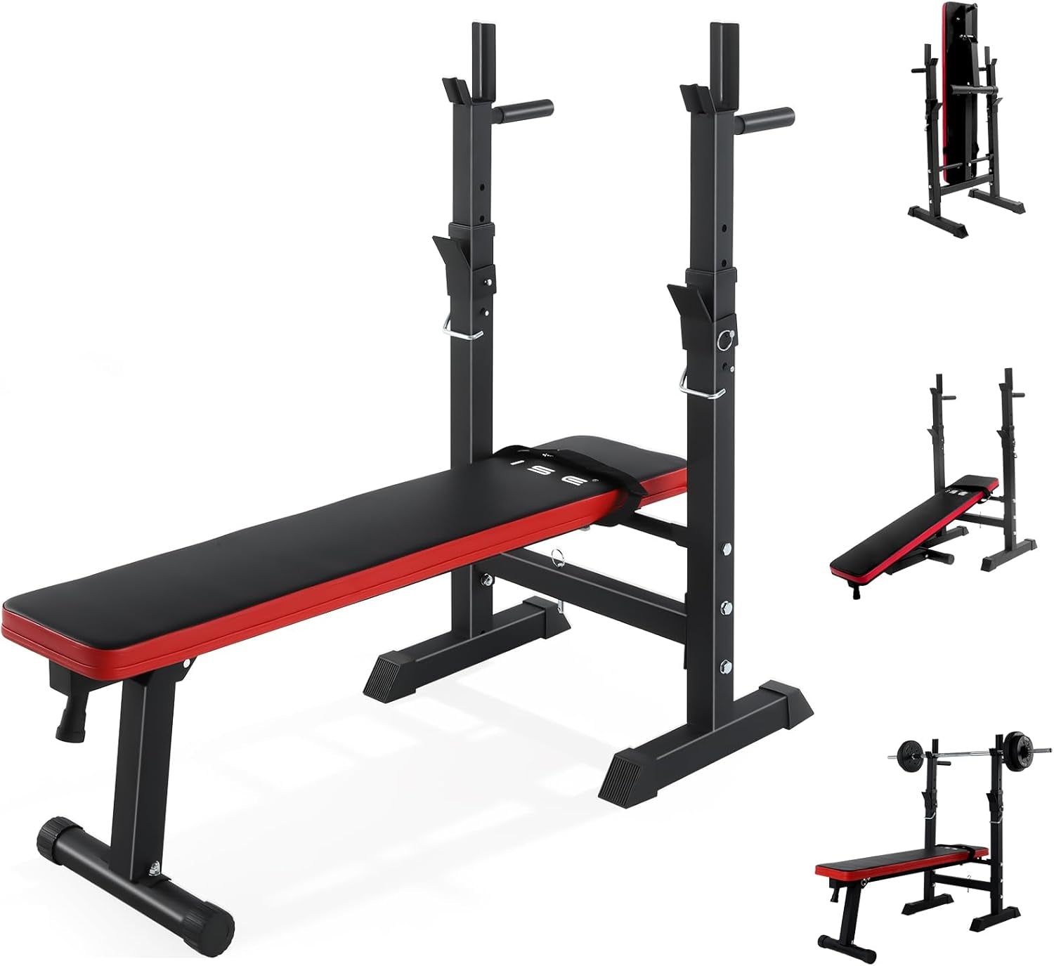 Banc De Musculation Pliable, Banc Musculation Complet Réglable Avec Support De Barres Pour Haltère Et Station À Dips, Bancs De Musculation Réglables, Rack Musculation Homme Sport Maison