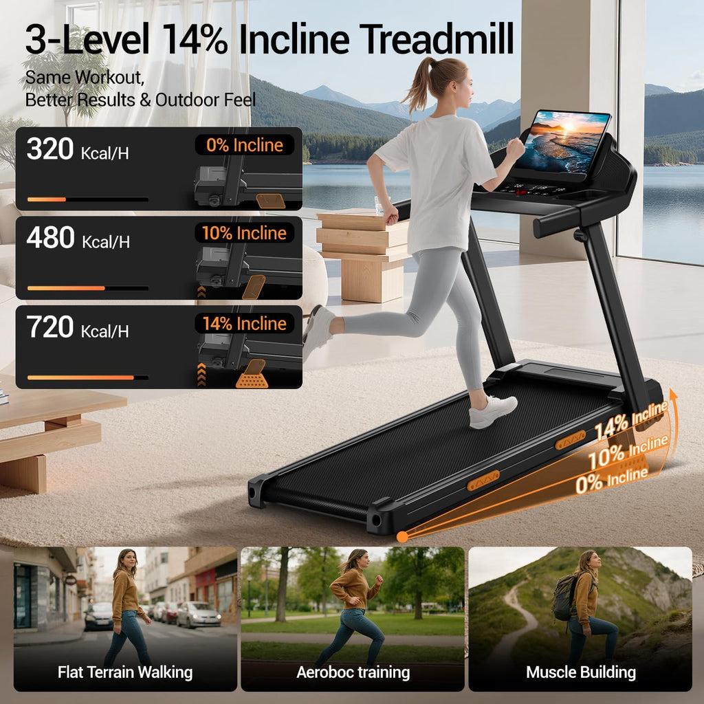 CURSOR Tapis De Course Pliable Inclinable 15%,Tapis De Marche Inclinable 12Km/H,Treadmill Home Avec Moteur 3,0CV Et Affichage LED, Charge Max. 136KG