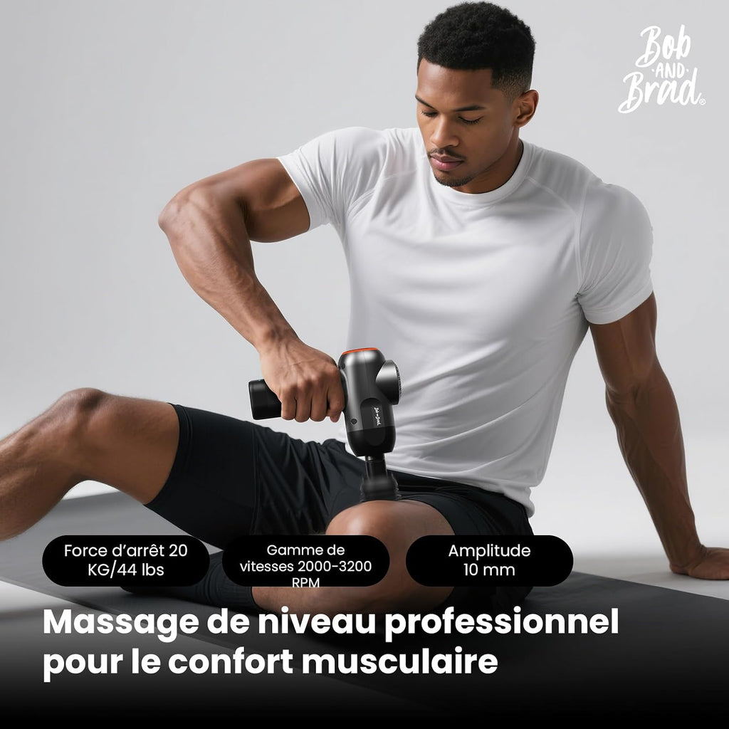 C2 Pistolet De Massage, Appareil De Massage Tissulaire Profond, Masseur Musculaire Portable Avec 5 Vitesses Et 5 Têtes, Pour Maison Salle De Sport Bureau, Soulagement Douleur, Noir
