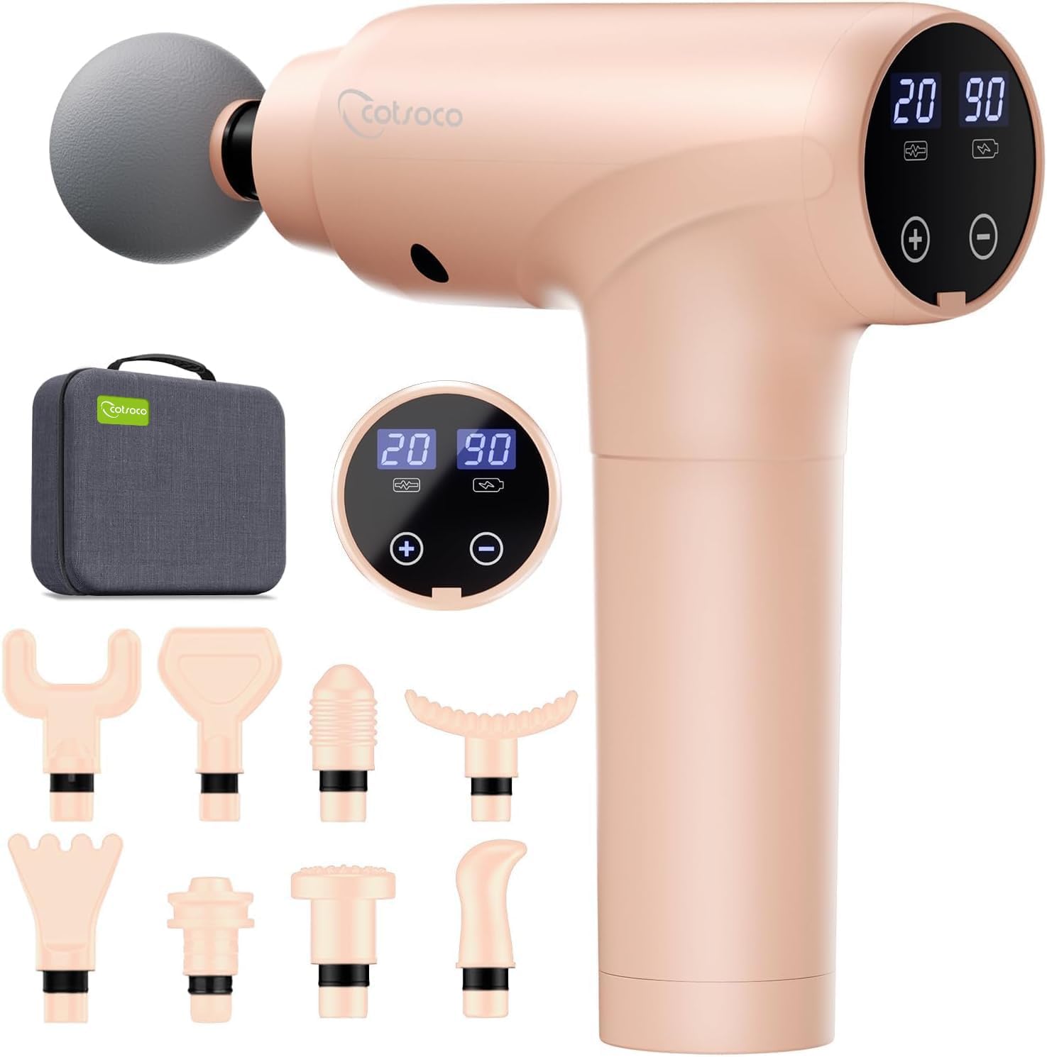 Pistolet de Massage Musculaire Électrique Silencieux - Soulagement Anti-Douleur avec 9 Têtes Interchangeables et 20 Vitesses Réglables, Idéal pour la Détente et la Récupération