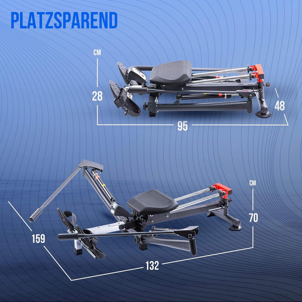 Sport Rameur Accord - Pliable, 12 Niveaux De Résistance, Rail De Siège Réglable Sur 4 Positions, Ordinateur LCD