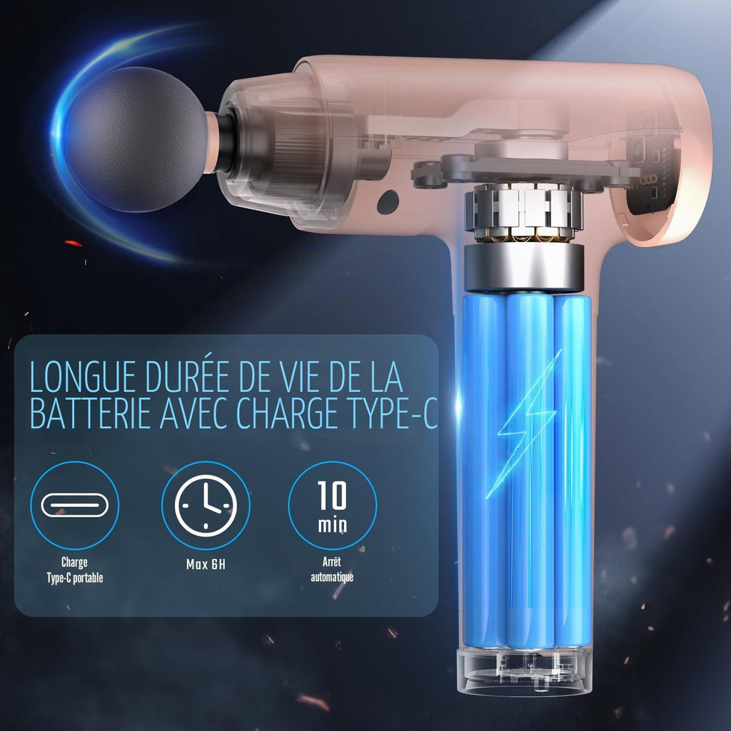 Pistolet De Massage Musculaire Anti-Douleur Sportif, Massage Gun Électrique Silencieux, 9 Têtes Interchangeables & 20 Vitesses Réglables, Idéal Comme Cadeau Pour Détente, Relaxation Et Récupération