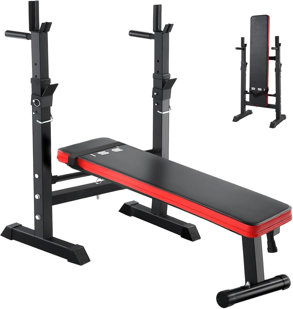 Banc De Musculation Pliable, Banc Musculation Complet Réglable Avec Support De Barres Pour Haltère Et Station À Dips, Bancs De Musculation Réglables, Rack Musculation Homme Sport Maison
