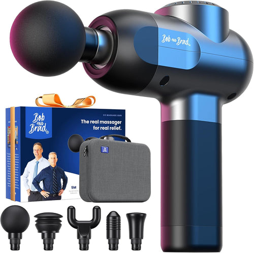 C2 Pistolet de Massage Profond - Appareil Portable avec 5 Vitesses et 5 Têtes pour Soulagement Musculaire à Domicile, au Bureau ou à la Salle de Sport, Couleur Noir