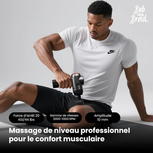 C2 Pistolet de Massage Profond - Appareil Portable avec 5 Vitesses et 5 Têtes pour Soulagement Musculaire à Domicile, au Bureau ou à la Salle de Sport, Couleur Noir
