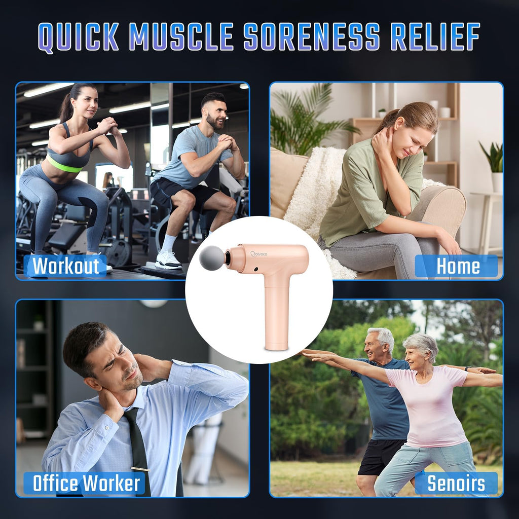 Pistolet de Massage Musculaire Électrique Silencieux - Soulagement Anti-Douleur avec 9 Têtes Interchangeables et 20 Vitesses Réglables, Idéal pour la Détente et la Récupération