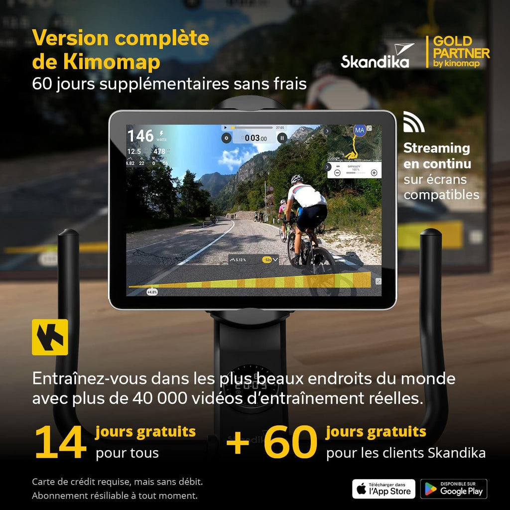 Vélo D'Appartement Cykling P12-H, 32 Niveaux De Résistance, Écran LCD, Kinomap, Frein Électromagnétique, Guidon Ergonomique, Support Tablette, Velo Appartement, Selle Réglable, Max 130KG