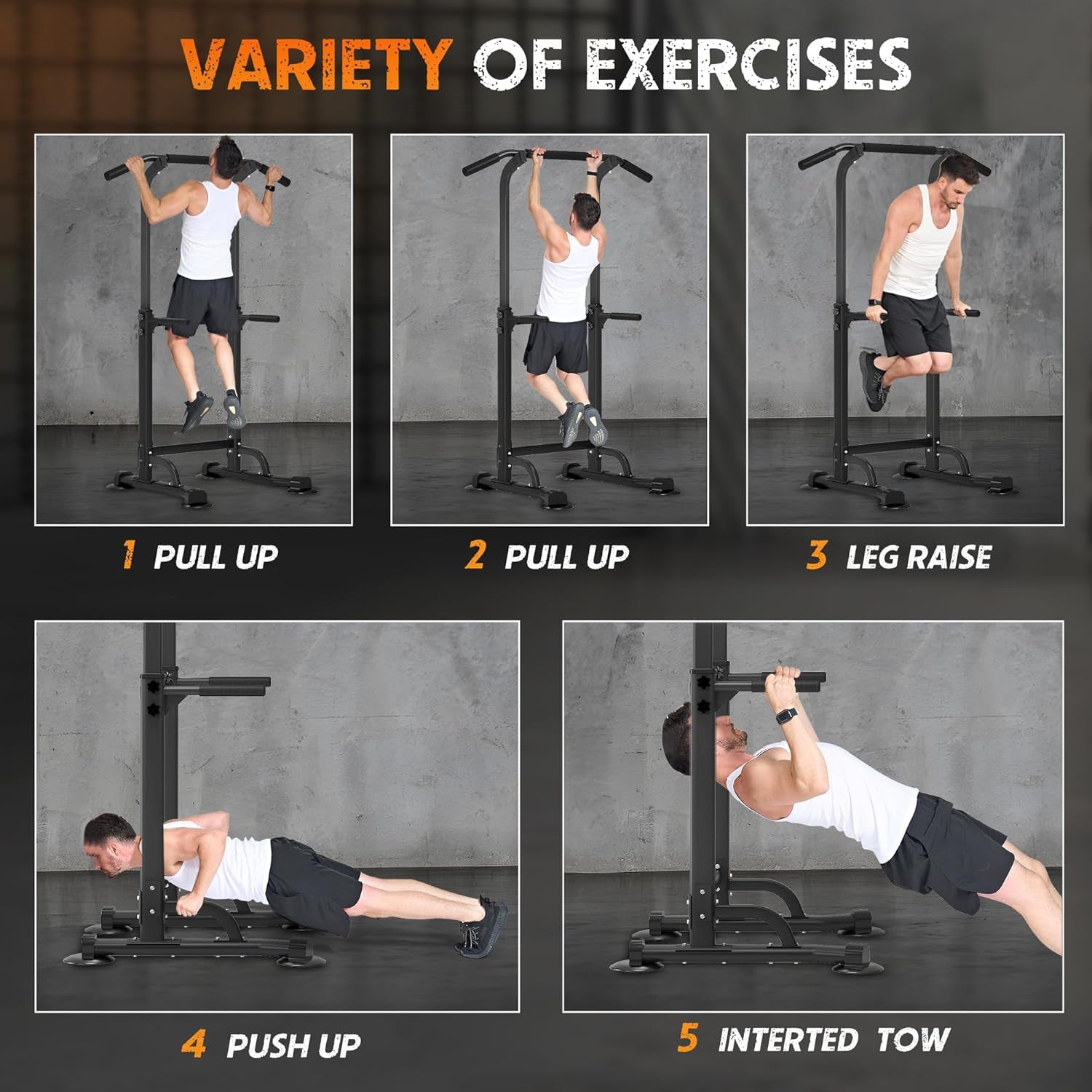 Power Tower,Dip Station,Chaise Romaine,Tractions Dips,Tour De Musculation Barre De Traction Station De Tractions Dips Abdominaux Pour Entrainement Fitness À La Maison, Hauteur Réglable