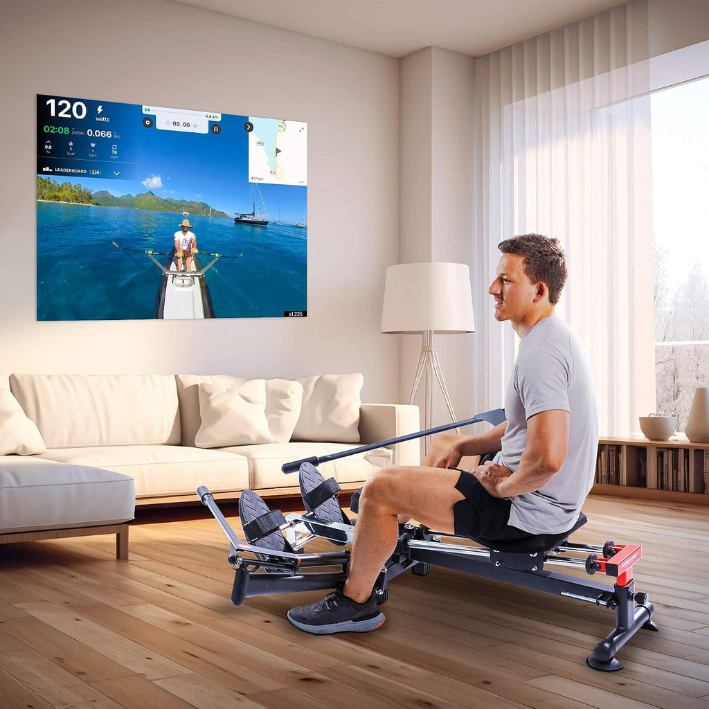 Sport Rameur Accord - Pliable, 12 Niveaux De Résistance, Rail De Siège Réglable Sur 4 Positions, Ordinateur LCD