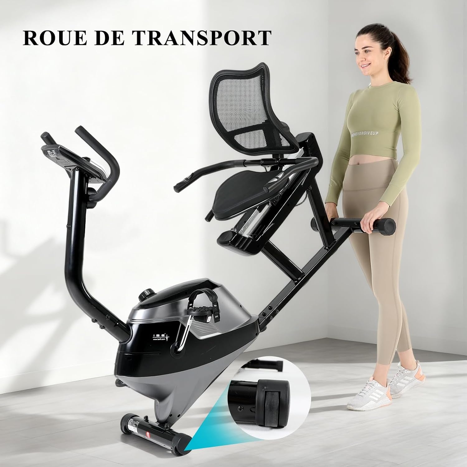 Vélo D Appartement Semi Allongé Magnétique 8 Niveaux Résistance, Velo D Appartement Dossier Réglable Ergonomie, Impulsion/Ecran LCD, Velo Appartement Semi-Allongé Volant Silencieux, Maison/Bureau