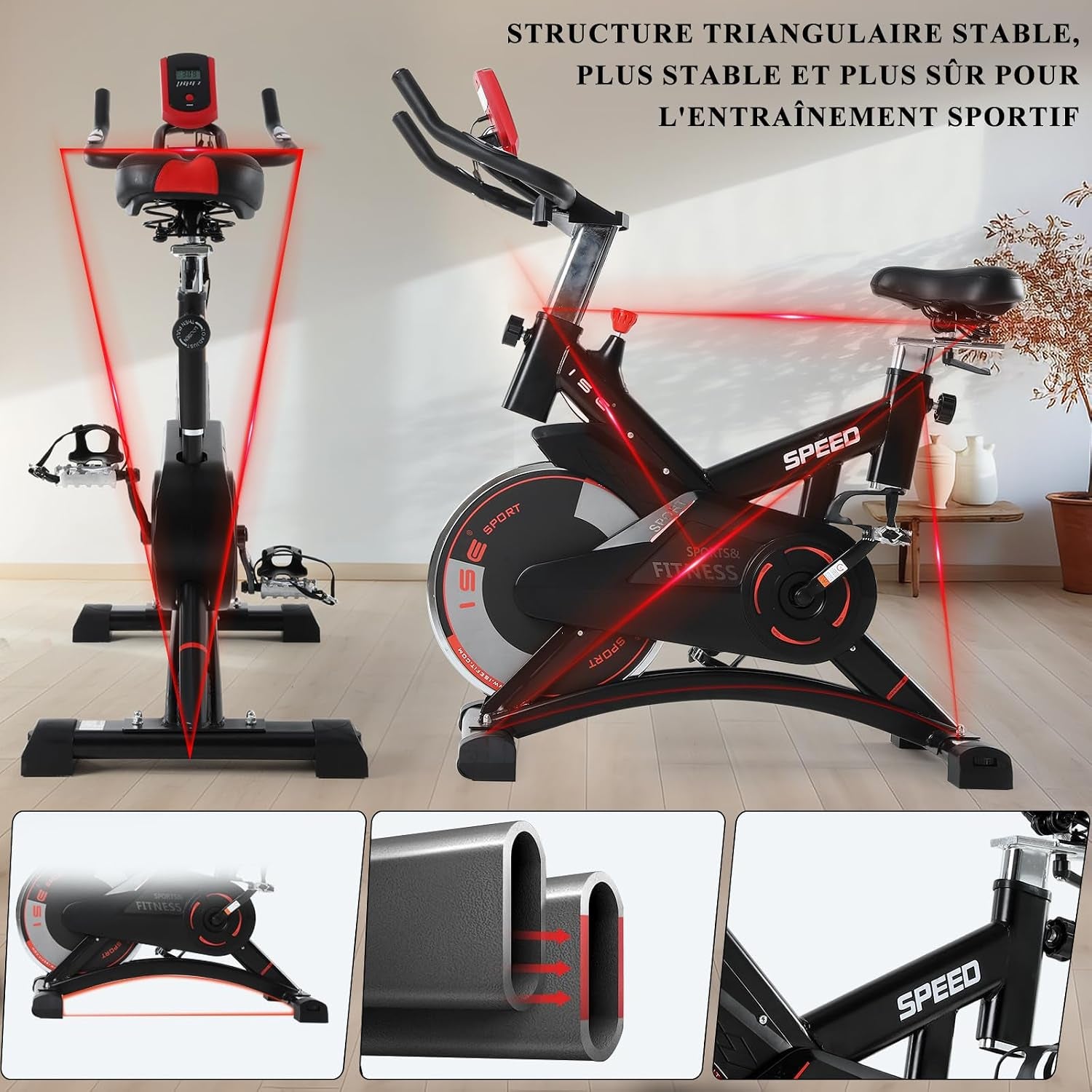 Velo D Appartement, Ergonomie Cardio-Training, Exerc Bike, Velo Appartement Fitness, Multifonction Ecran/Impulsion, Vélo D'Appartement Selle/Guidon Hauteur Réglable, Vélo Appartement À Domicile