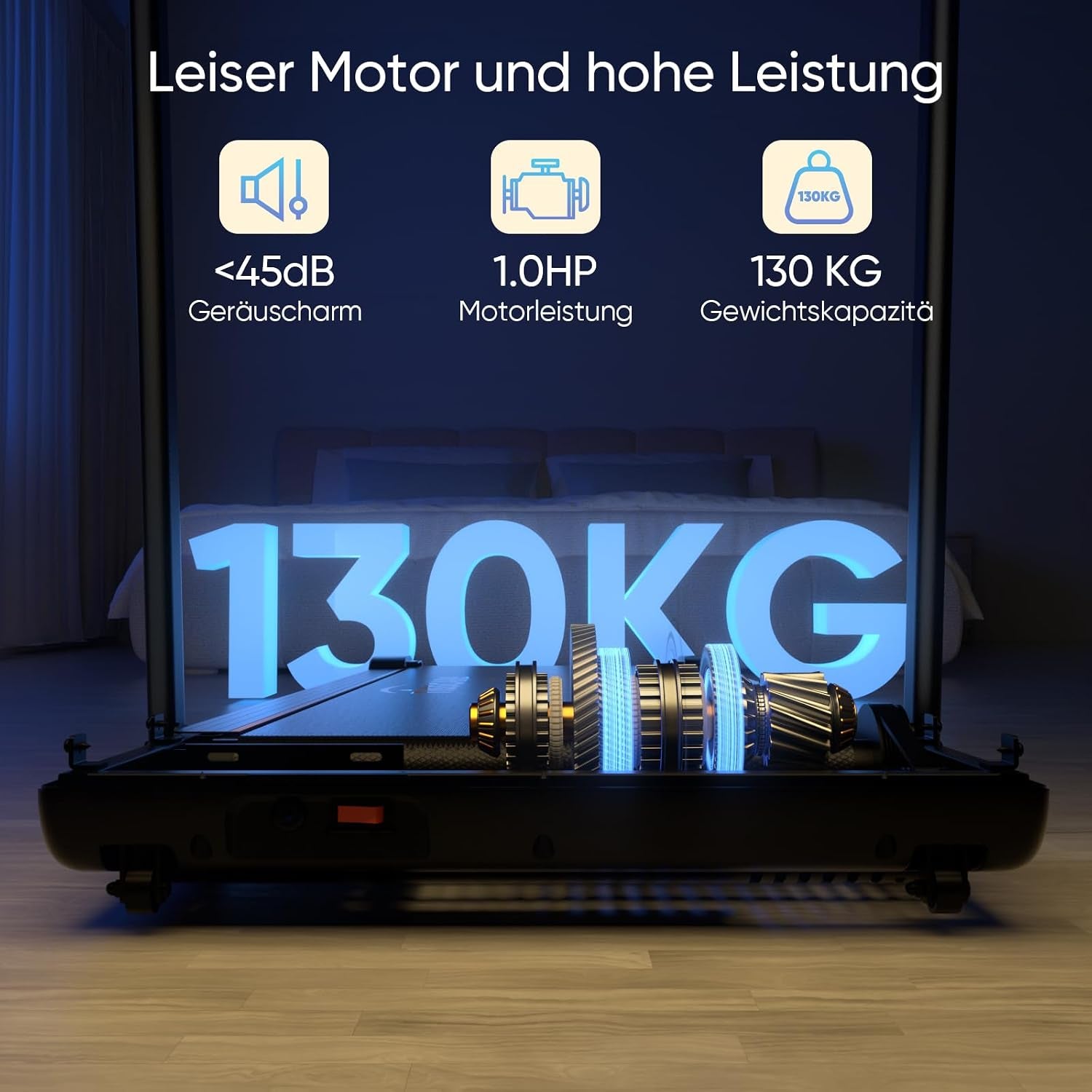 Tapis De Course Pour Maison Et Bureau - Tapis De Marche Silencieux Avec Fonction Inclinaison, 1-6 Km/H, Affichage LED, Capacité 130 Kg, Fitness À Domicile, Tapis De Course Sous Bureau