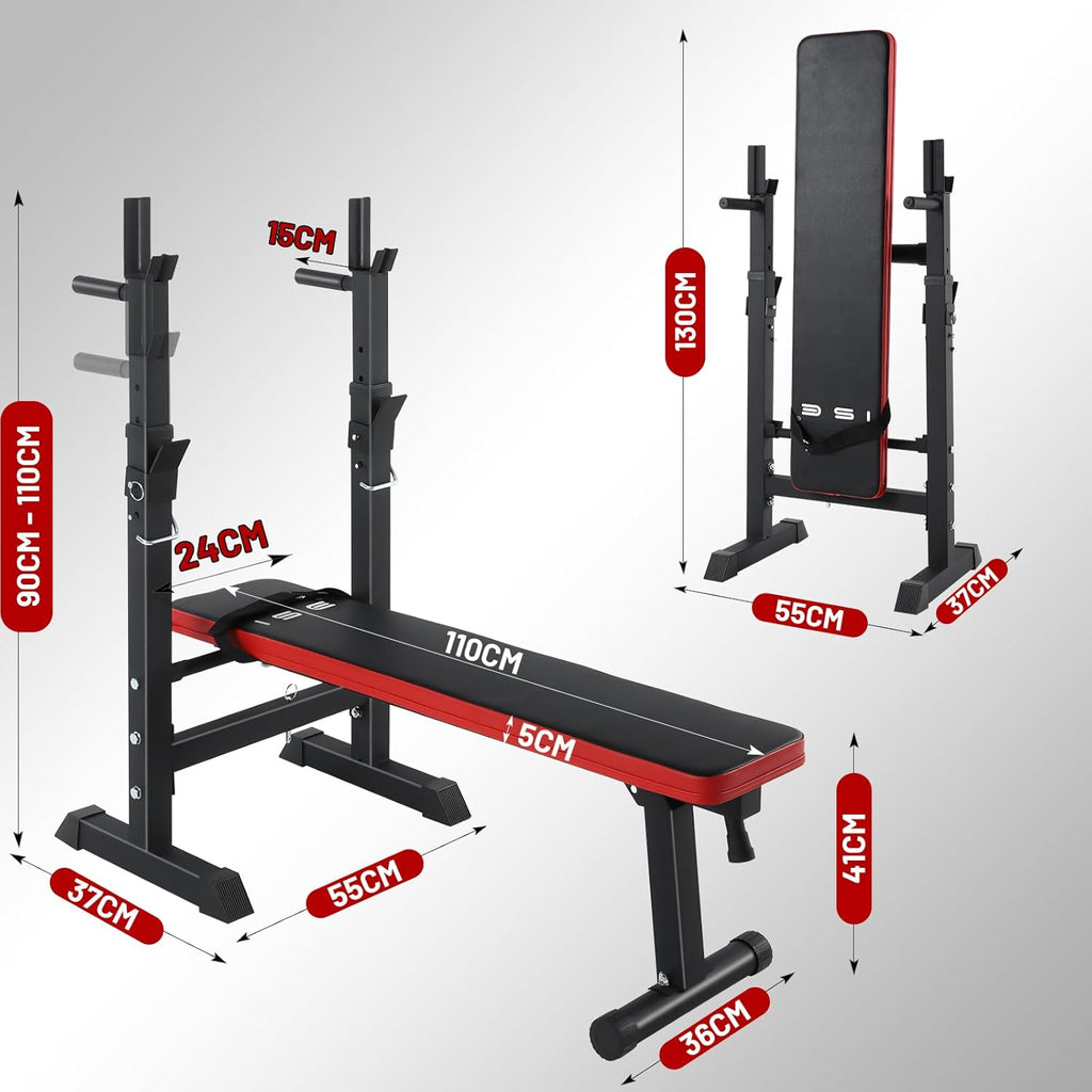 Banc De Musculation Pliable, Banc Musculation Complet Réglable Avec Support De Barres Pour Haltère Et Station À Dips, Bancs De Musculation Réglables, Rack Musculation Homme Sport Maison