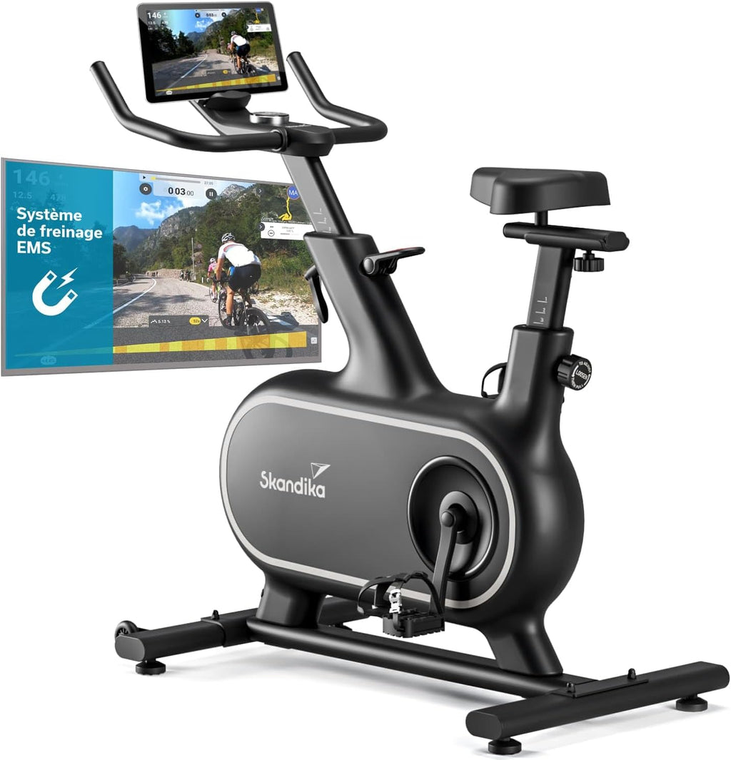 Vélo D'Appartement Cykling P12-H, 32 Niveaux De Résistance, Écran LCD, Kinomap, Frein Électromagnétique, Guidon Ergonomique, Support Tablette, Velo Appartement, Selle Réglable, Max 130KG