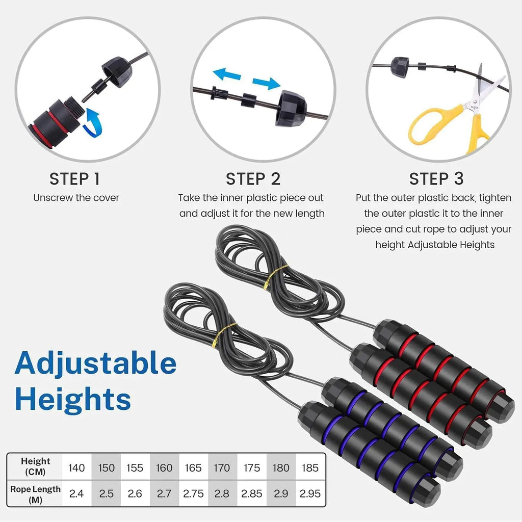 The new steel wire jump rope, adjustable jumping exercise, physical training, home sports equipment, tangle-free