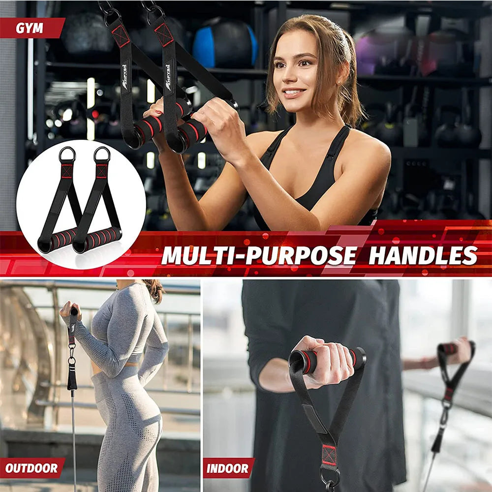 Triceps lowering rope face pull handles push pull down cord for biceps back shoulder triceps fitness tension rope gym accessory