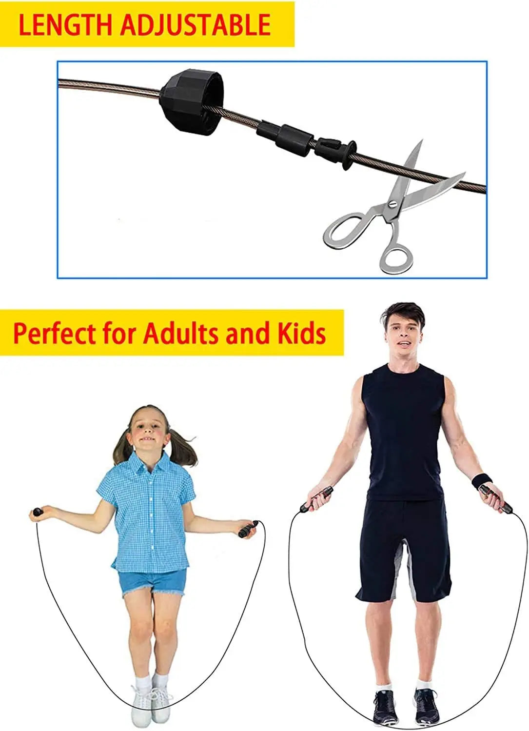 The new steel wire jump rope, adjustable jumping exercise, physical training, home sports equipment, tangle-free