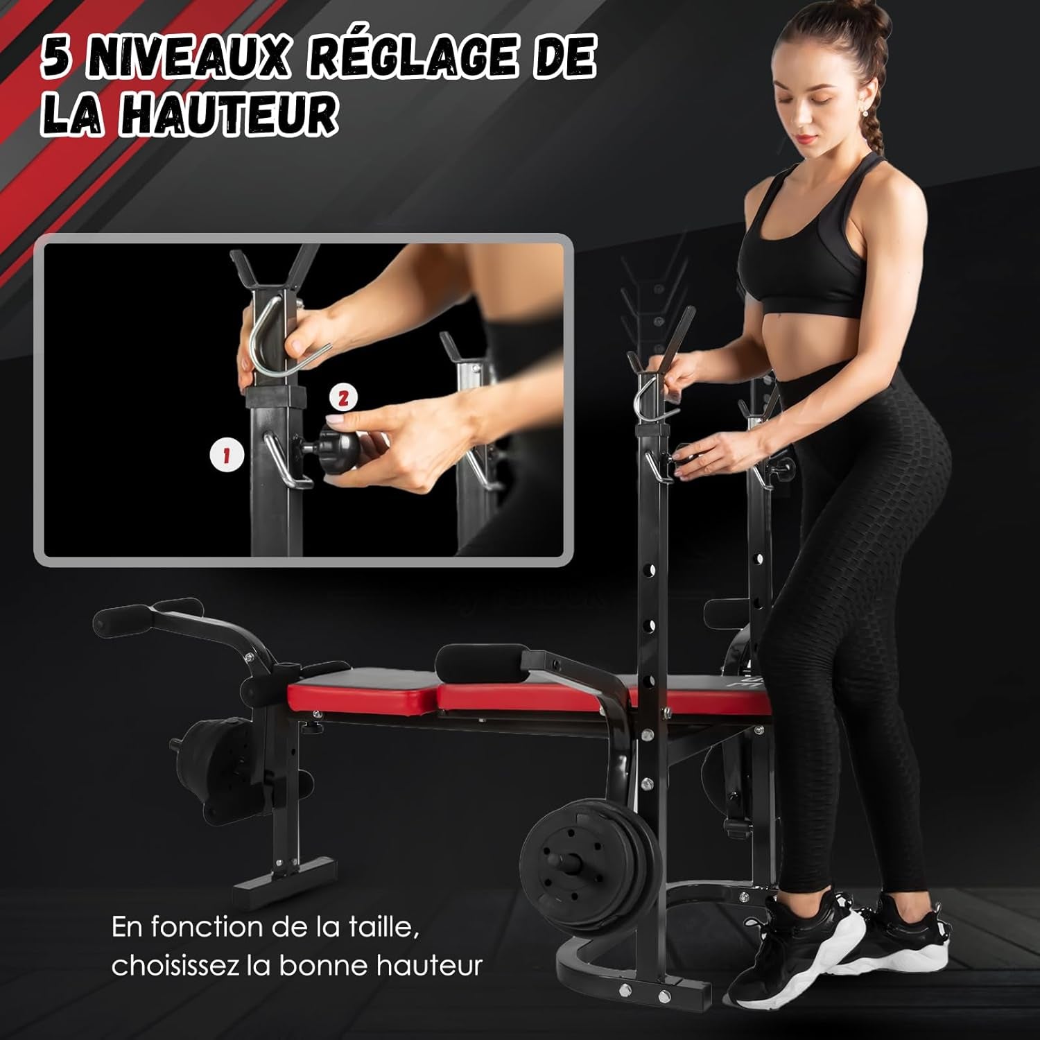 Banc Musculation Complet Musculation, Banc De Musculation Complet Fitness, Banc De Musculation Pliable&Inclinable, Banc Developper Coucher, Bancs De Musculation Multifonction Butterfly Réglable