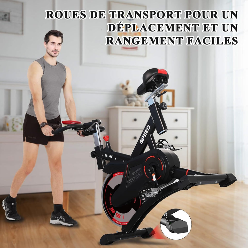 Velo D Appartement, Ergonomie Cardio-Training, Exerc Bike, Velo Appartement Fitness, Multifonction Ecran/Impulsion, Vélo D'Appartement Selle/Guidon Hauteur Réglable, Vélo Appartement À Domicile