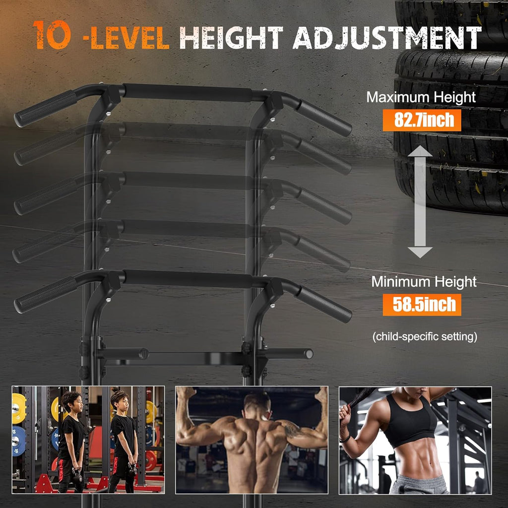 Power Tower,Dip Station,Chaise Romaine,Tractions Dips,Tour De Musculation Barre De Traction Station De Tractions Dips Abdominaux Pour Entrainement Fitness À La Maison, Hauteur Réglable