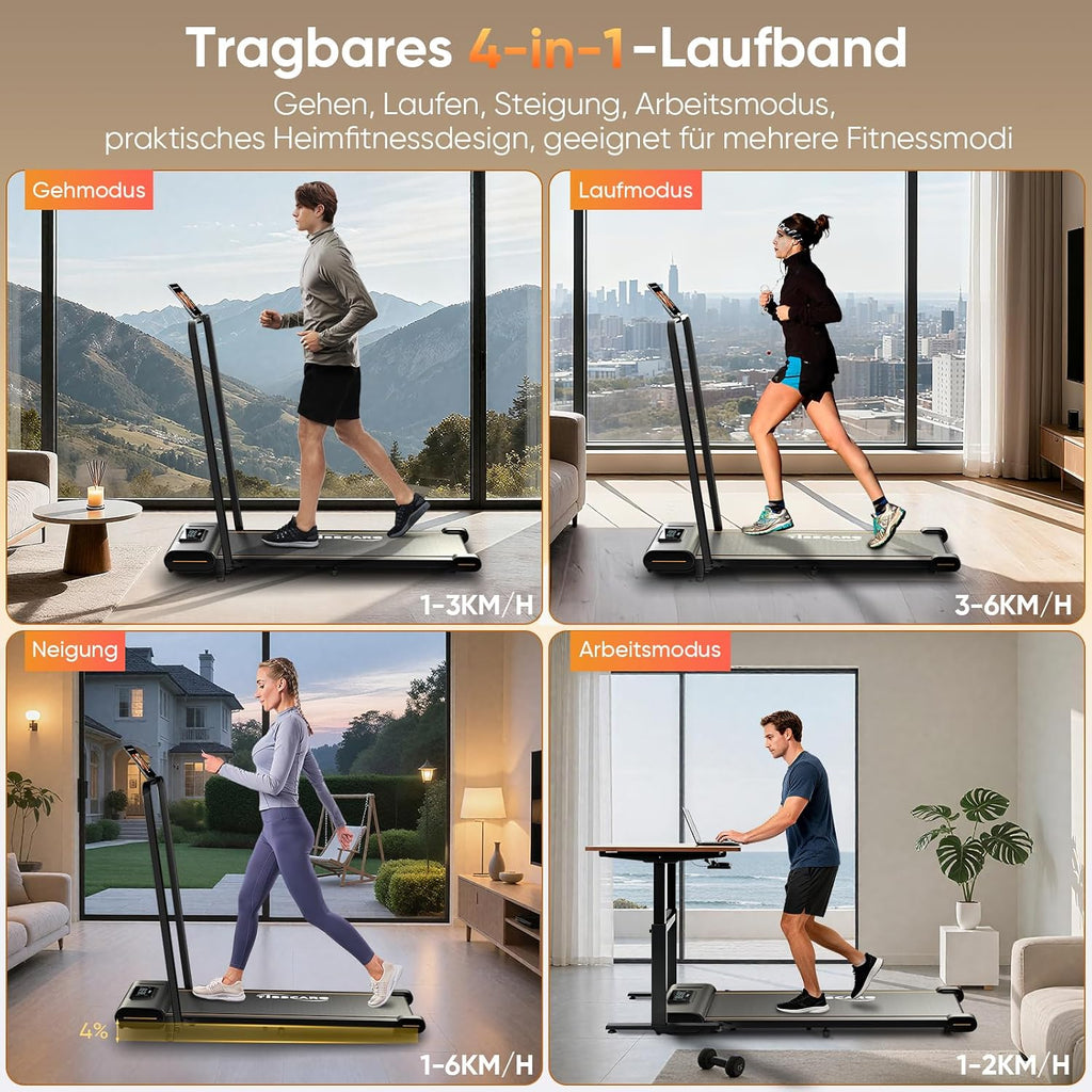 Tapis De Course Pour Maison Et Bureau - Tapis De Marche Silencieux Avec Fonction Inclinaison, 1-6 Km/H, Affichage LED, Capacité 130 Kg, Fitness À Domicile, Tapis De Course Sous Bureau