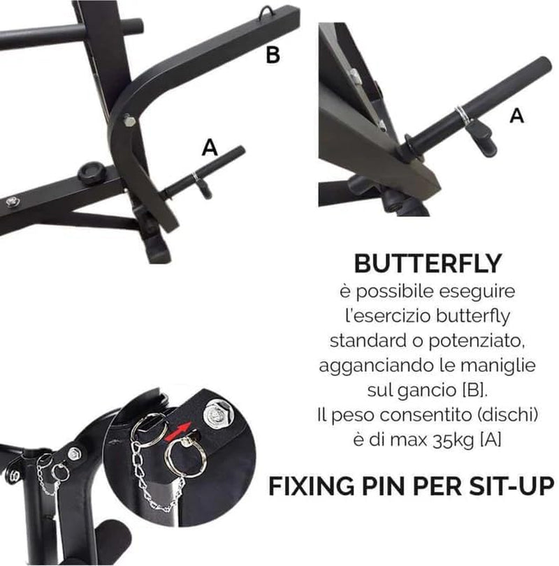 BANC POUR GYM MULTIFONCTION  | BANC PESI ET BANC POUR ABDOMINAUX RÉGLABLE | ÉQUIPEMENT GYM MULTIFONCTION AVEC SQUAT RACK ET BARBELL