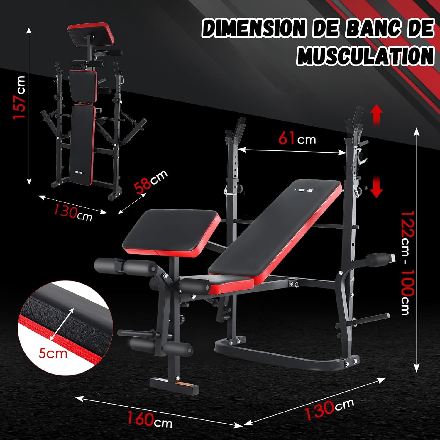 Banc Musculation Complet Musculation, Banc De Musculation Complet Fitness, Banc De Musculation Pliable&Inclinable, Banc Developper Coucher, Bancs De Musculation Multifonction Butterfly Réglable