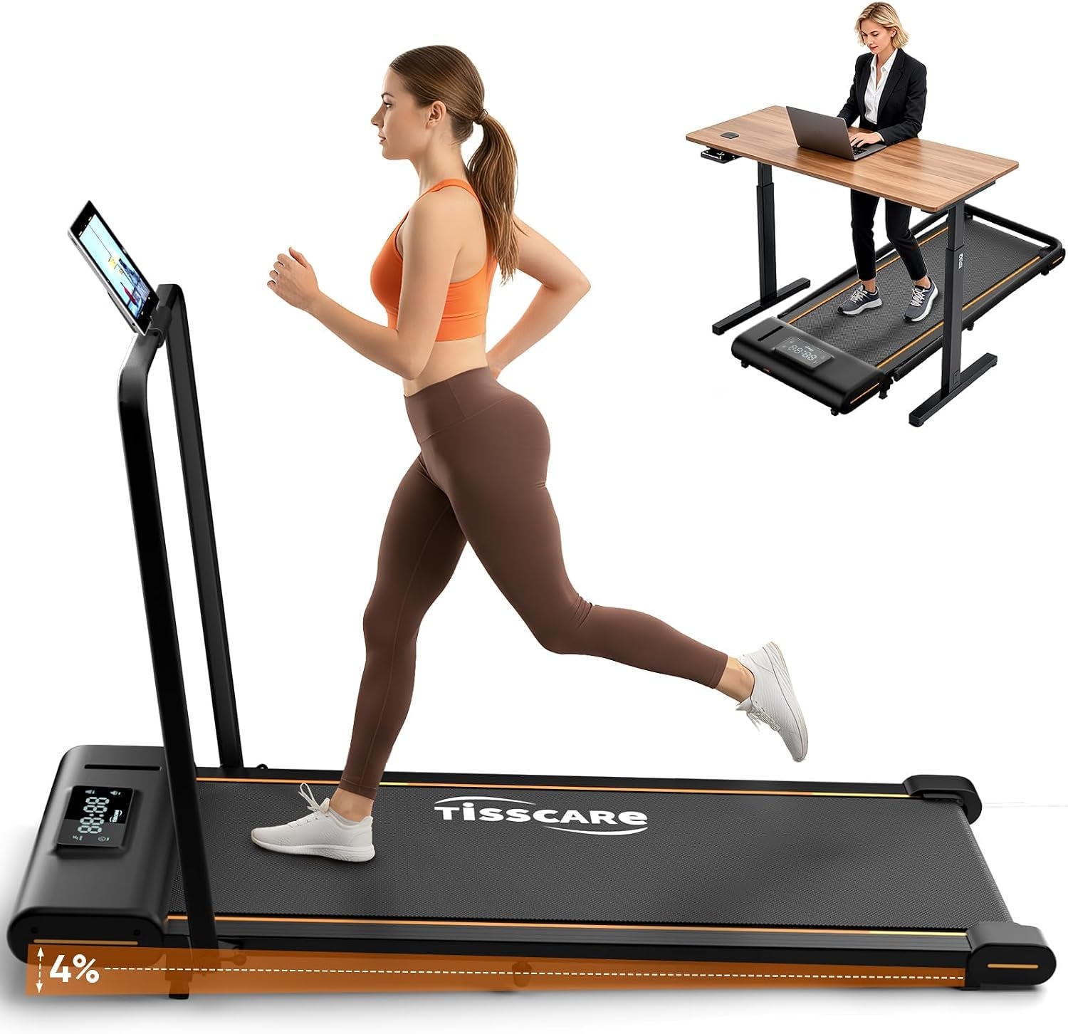 Tapis De Course Pour Maison Et Bureau - Tapis De Marche Silencieux Avec Fonction Inclinaison, 1-6 Km/H, Affichage LED, Capacité 130 Kg, Fitness À Domicile, Tapis De Course Sous Bureau