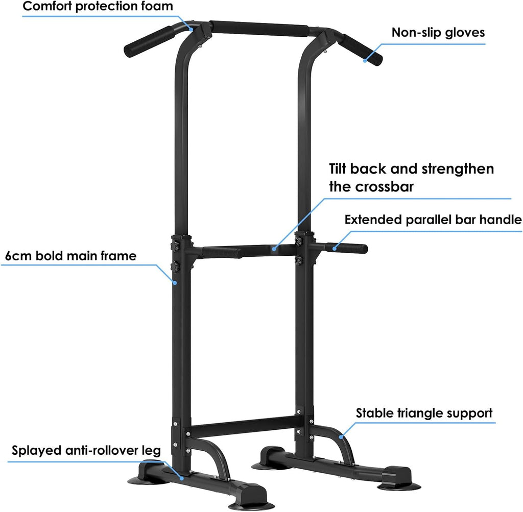 Power Tower,Dip Station,Chaise Romaine,Tractions Dips,Tour De Musculation Barre De Traction Station De Tractions Dips Abdominaux Pour Entrainement Fitness À La Maison, Hauteur Réglable