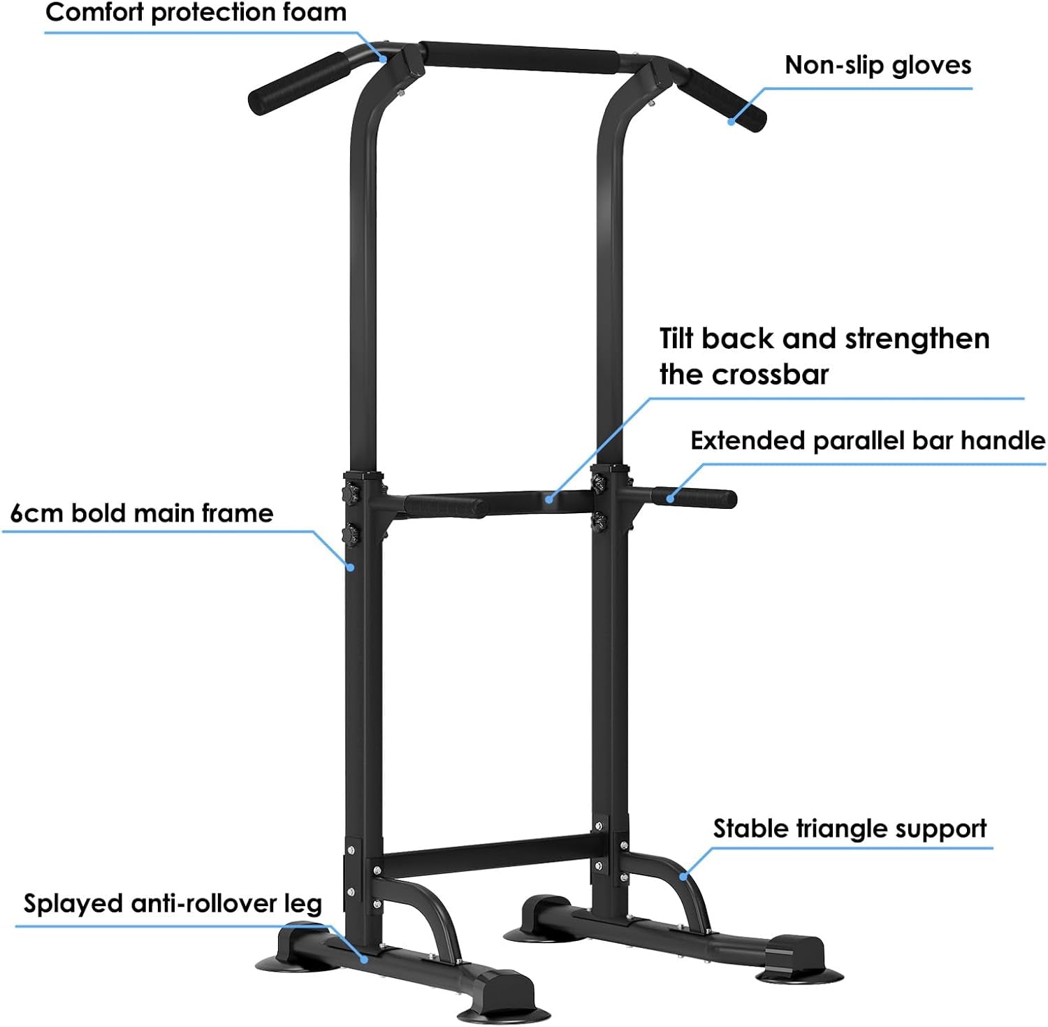Power Tower,Dip Station,Chaise Romaine,Tractions Dips,Tour De Musculation Barre De Traction Station De Tractions Dips Abdominaux Pour Entrainement Fitness À La Maison, Hauteur Réglable