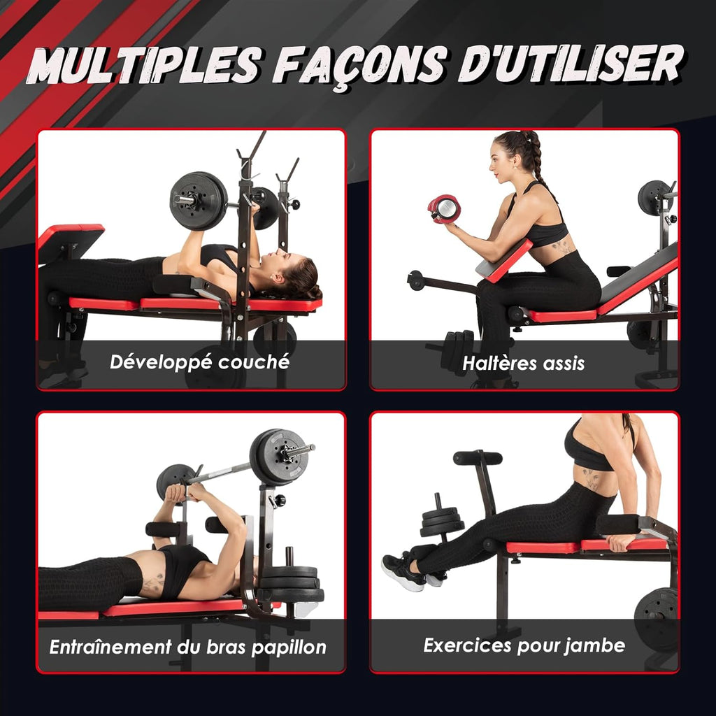 Banc Musculation Complet Musculation, Banc De Musculation Complet Fitness, Banc De Musculation Pliable&Inclinable, Banc Developper Coucher, Bancs De Musculation Multifonction Butterfly Réglable