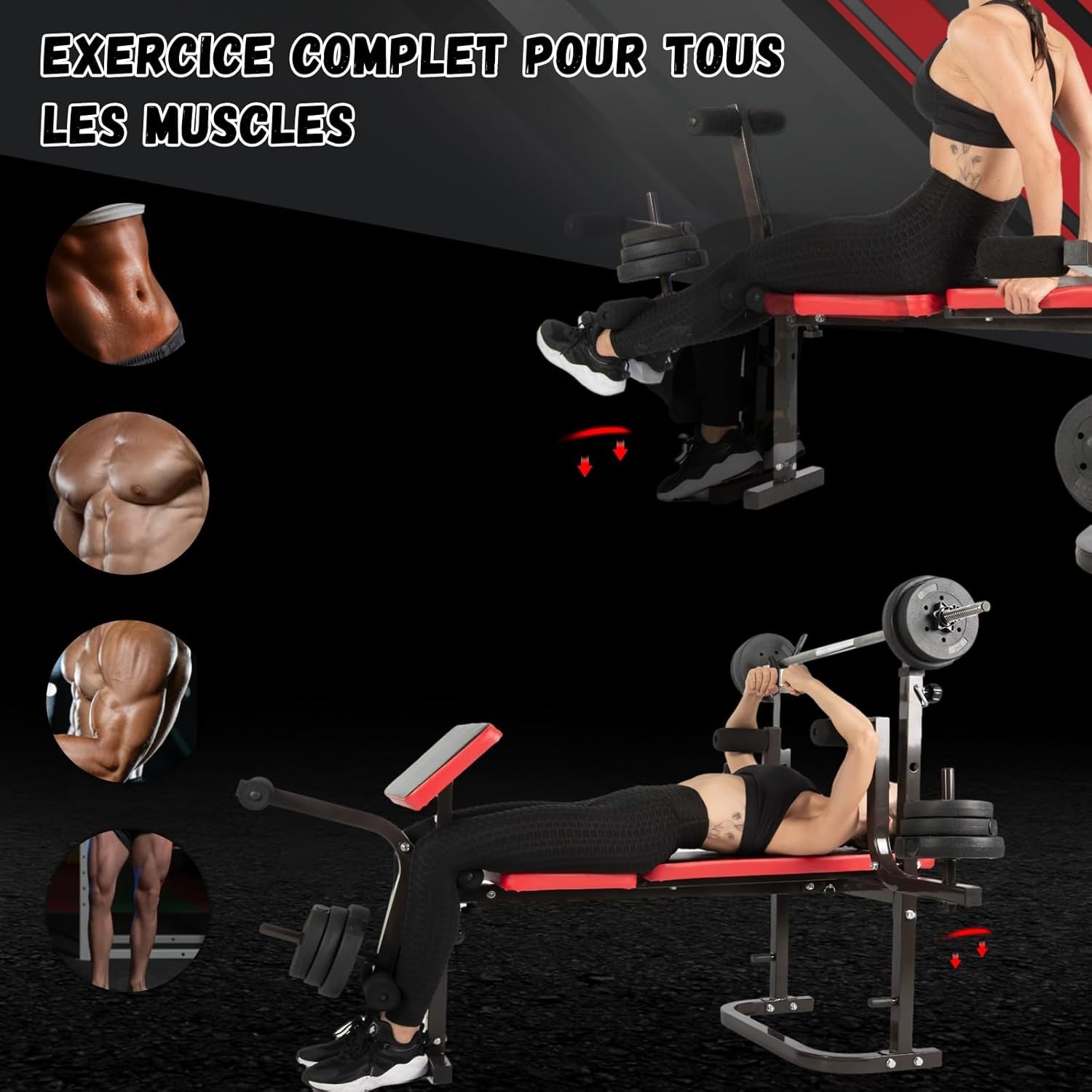 Banc Musculation Complet Musculation, Banc De Musculation Complet Fitness, Banc De Musculation Pliable&Inclinable, Banc Developper Coucher, Bancs De Musculation Multifonction Butterfly Réglable