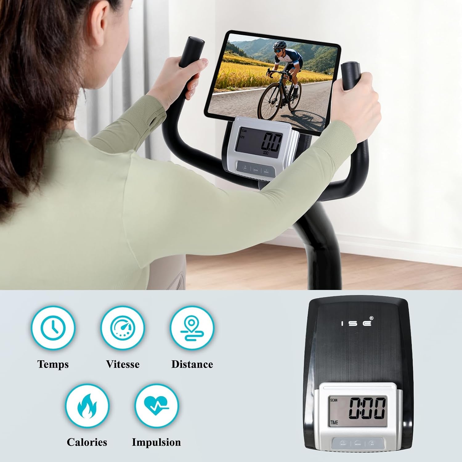 Vélo D Appartement Semi Allongé Magnétique 8 Niveaux Résistance, Velo D Appartement Dossier Réglable Ergonomie, Impulsion/Ecran LCD, Velo Appartement Semi-Allongé Volant Silencieux, Maison/Bureau